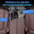 2PCS Car Seat Gap Filler Organizer 4In1 Between Seat & Console Inserts Gap Stopper Plug with Fill,Storage,Hook Function & Concealed Small Hammer,Upgraded Universal No Drop Seat Guard for Cars (Black)