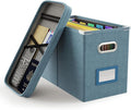 Oterri File Organizer Box with Lid, Hanging Filing File Box with Mesh Pocket, Document Organizer Box for Letter Files, Portab
