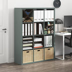 Furinno Cubicle Book Shelf, 12-Cube Bookshelf, Extra Thick Frame Reversible Bookcase with Open Back, 14.6" x 44" x 58", for L
