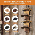 Cowboy Hat Rack, 4-Piece Western Hat Rack For Wall with Natural Wooden Board, Gift Cowboy Hat Holder for Wall Décor Keeps Ori