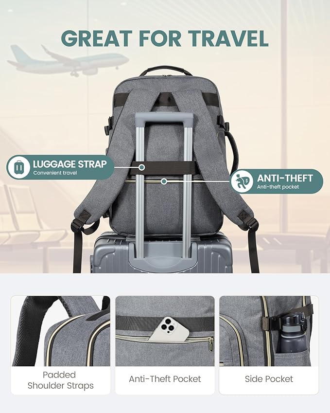 LOVEVOOK Travel Backpack for Women & Men 40L,Airline Approved Carry On Backpack Travel Essentials,TSA Carry on Luggage,Waterp