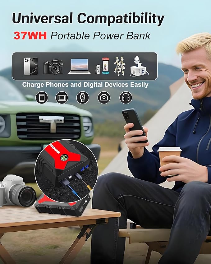 Car Battery Jump Starter 4000A Battery Jumper Starter Portable (for 9.0L Gas or 7.0L Diesel Engine) Jump Box Jump Starter