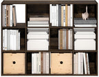 Furinno PELLI Book Shelf, 12-Cube Bookshelf, Cube Storage Organizer Bookcase, 11.7 x 47.6 x 36, for Living Room, Bedroom, Hom