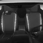 CAR PASS Leather Bling Diamond Car Seat Cover 2 Front Interior Sets, Waterproof Universal Shining Glitter Crystal Sparkle Fit for 95% Automotive Truck SUV Cute Women Girl, Black Silver Rhinestone