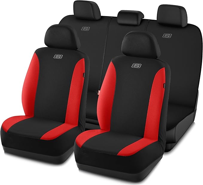 Skechers Seat Covers, Premium Breathable Polyester Car Seat Covers, Car Seat Covers Full Set Airbag Compatible, Automotive Co