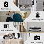 U+U 10 Set Compression Packing Cubes - Ultralight Leopard Travel Organizers with Laundry Bag, Space-Saving Suitcase Organizer