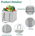 Reusable Grocery Bags Foldable 4-Pk, Heavy Duty Large Reusable Shopping Bags with Handles, Collapsible Tote