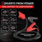 Battery Jump Starter Jumper Cable Clamps for Milwaukee M18 18V, 8AWG 6.3FT Auto Booster Cable for Jump Starting Car Cable Power Tool Line(Battery not Included)