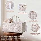 Extra Large Diaper Caddy Organizer – Big Baby Essentials Nursery Storage Basket with Zipper Pocket & Shoulder Strap, Splashpr