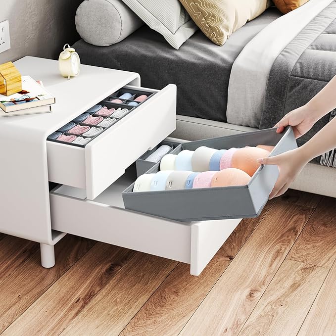 Drawer Organizer Clothes - Foldable Underwear Organizer and Sock Organizer, Bra organizer Fabric Dresser Drawer Organizer Div