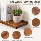 Fun Memories 36 Inch Floating Shelves, Rustic Solid Wood Wall Shelves Set of 2, 8 Inch Deep Floating Shelf for Bathroom, Bedr