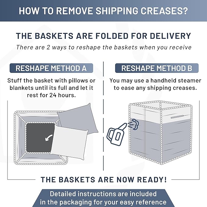 NaturalCozy Storage Cubes 11 Inch Cotton Rope Woven Baskets for Organizing, 3-Pack | Cube Storage Bin | Square Storage Basket