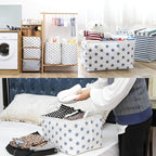 Sea Team Collapsible Canvas Fabric Storage Basket with Handles, Rectangle Waterproof Storage Bin, Box, Cube, Foldable Shelf B