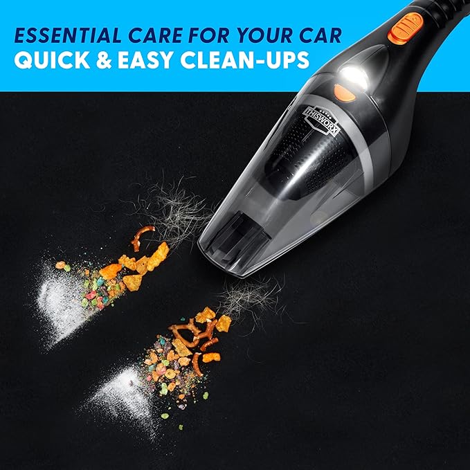 ThisWorx Car Vacuum Cleaner 2.0, Portable Handheld Mini Vacuums Cleaner W/ 16ft Cord, LED Light, Bag, & Attachments- Small Va