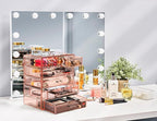 Sorbus Acrylic Makeup Organizer Set, 6-Drawer Vanity & Countertop Cosmetic Storage with Small & Wide Drawers, Pink Makeup Sto