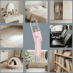Portable Mini Car Vacuum Cleaner Pink, High Power Cordless(400g) Handheld Rechargeable Vacuum Cleaner for Desk V06