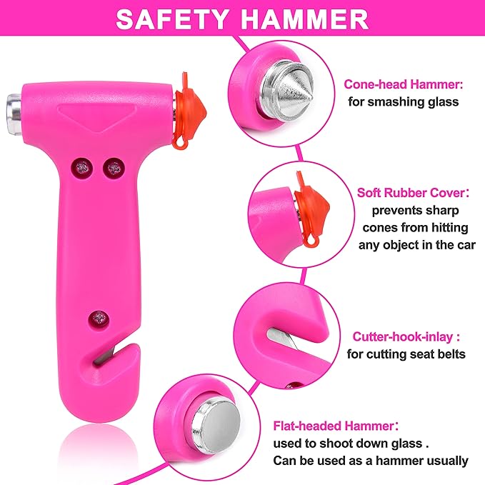 Pink Car Emergency Kit, Premium Roadside Emergency Car Accessories Kit with Jumper Cables, Flashlight, Shovel, Screwdriver Se