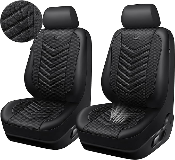 CAR PASS 3D Foam Mesh Leather Car Seat Covers Front Seats, Breathable Two Front Seat Cover for Cars, Comfortable Universal Fi