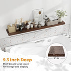 Live Edge Elm Floating Shelves For Wall - 55" W x 9.3" D Rustic Solid Long Wood Shelves with Invisible Bracket, Wall-Mounted 
