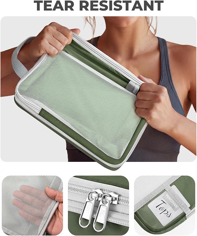Percover Compression Packing Cubes 4-Piece Set, Packing Cubes Compression for Travel with Label Pockets, Travel Organizer for