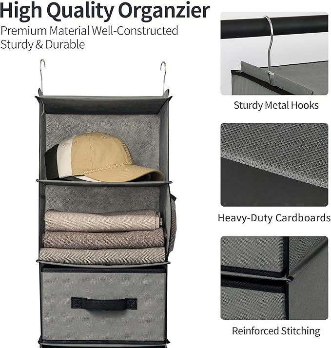 GRANNY SAYS 6-Shelf Hanging Closet Organizer, Separable to 2 Pack 3-Shelf, Closet Organization and Storage with 3 Different D