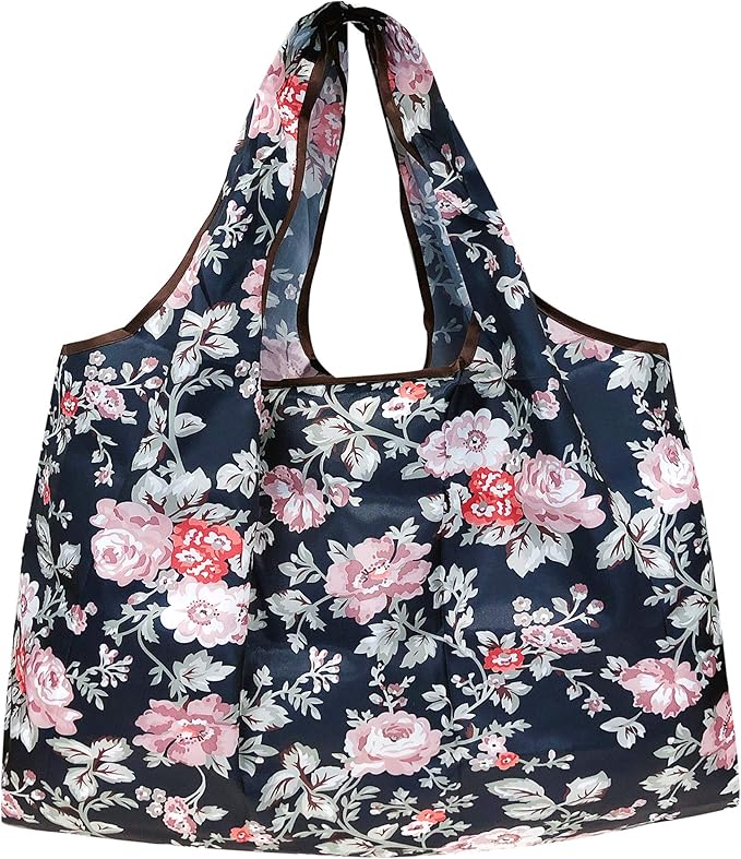 allydrew Large Foldable Tote Nylon Reusable Grocery Bags, 5 Pack