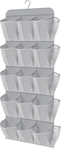 MISSLO 30 Large Pockets Dual Sided Hanging Shoe Organizer for Closet with Rotating Hanger Hanging Shoe Shelves, Grey