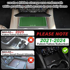 Muslogy Front Center Console Organizer Compatible with 2021-2023 2024 GMC Yukon & Chevy Tahoe Suburban Hidden Panel Secret Pocket Lid Removable Cover with USB Hole (Not for Yukon Denali/Ultimate)