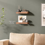 Ballucci Floating Shelves, 16" Wood Wall Shelf Set of 2, with Invisible Brackets for Bathroom, Living Room, Bedroom, Kitchen,