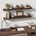 55 Inch Floating Shelves for Wall, Solid Elm Wood Wall Shelf for Home Decor, 8 Inch Deep Floating Shelf for Storage, 55 x 8 W