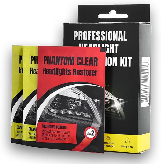 3-Step Headlight Restoration Kit – Removes Yellowing, Haze & Oxidation | No Tools Needed | Lasts Up to 2 Years | for All Vehi