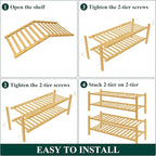 Smiry Bamboo Shoe Rack for Closet, 4 Tier Wooden Stackable Shoe Organizer, Free Standing Shoes Storage Shelf for Entryway, Fr