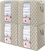 WISELIFE Storage Bags 4 Pack/100L Large Blanket Clothes Organization and Storage Containers for Comforters,Bedding, Foldable 