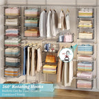 3-Pack Hanging Laundry Room Organizaton：Foldable Laundry Basket Wire Basket with 360°Rotating Hooks Small Space Organization 