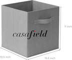 Casafield Set of 6 Collapsible Fabric Cube Storage Bins, Gray - 11" Foldable Cloth Baskets for Shelves, Cubby Organizers & Mo