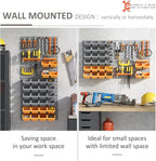 DURHAND Wall Mounted Storage Bins, 44PC Pegboard Tool Organizer Rack Kit Garage Plastic Shop Tool, Orange