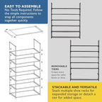 Sundaze Shoe Rack - 6 Tier Shoe Rack for Front Door Entrance, Sturdy Tall Shoe Organizer for Closet, Bedroom, Entryway, Garag