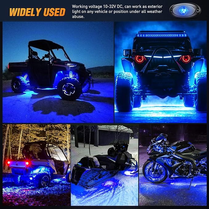 Nilight LED Rock Light 6PCS Underglow Wheel Well Pods Waterproof Exterior Underbody Roof Rack Side Lamps for Car Truck Pickups ATV UTV SUV Motorcycle Boat, Blue Color