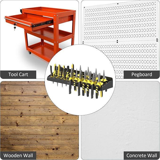 UNITEDPOWER Pliers Holder, Wall Mount Storage Rack Organizer for Workshop, Shed, Garage, Home, Stores up to 12 Pliers or Smal
