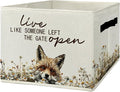 Rustic Fox Storage Bins & Boxes with Handles, Farmhouse Fox Foldable Basket for Organizing, Live Like Someone Left the Gate O