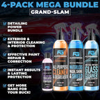 Grand Slam 4-Pack Includes Waterless Car Wash Spray + Instant Car Scratch Remover Repair + Streak Free Window and Glass Clean