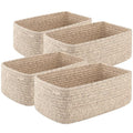 OIASKET 4 Pack Small Storage Shelf Baskets for Organizing, Mini Woven Rope Storage Bins for Towels, Cute Decorative Closet Or