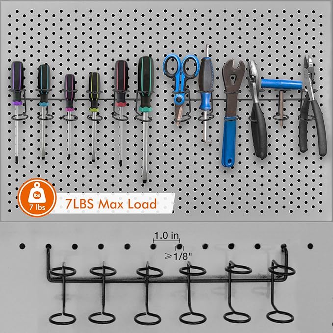 LIGHT DUST Utility Heavy Duty Pegboard Hooks - 10Pack Peg Board Accessories for Hanging Tools Fit 1/4" Peg Holes - Pegboard O