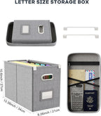 Oterri File Organizer Box with Lid, Hanging Filing File Box with Mesh Pocket, Document Organizer Box for Letter Files, Portab