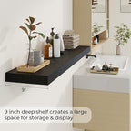 Dreamland 48 Inch Long Floating Shelves in Black,9.3 Inch Deep Floating Shelf for Wall,Large Display & Storage Shelf, Wall Sh