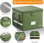 ENGPOW 5200°F File Box Fireproof Document Box with Lock,Heat Insulated Collapsible File Storage Organizer Box with Handle,Por