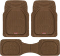 Motor Trend FlexTough Deep Dish All-Weather Floor Mats, Waterproof Trim-To Fit Mats for Cars, Trucks, SUVs - Universal Automotive Floor Liners, Car Accessories, Brown