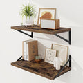 Floating Shelves, 12 Inch Deep Rustic Wood Wall Storage, 24W x 12D Wall Shelves Set of 2, Heavy Duty Metal Brackets, Large In