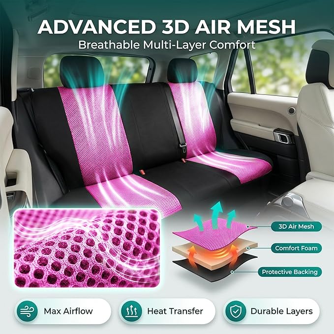 FH Group Automotive Full Car Seat Covers for SUV, Trucks, Sedan and More - Universal Fit Front High Back & Rear Solid Bench D
