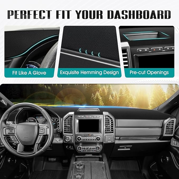 FIILINES Dash Cover Fit for Ford Expedition 2018-2021 (Only fits 4.3-inch Touch Screen Dashboard. Not fits 12-inch/15.5-inch 